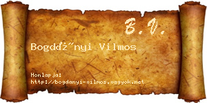 Bogdányi Vilmos névjegykártya
